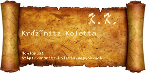 Kránitz Koletta névjegykártya